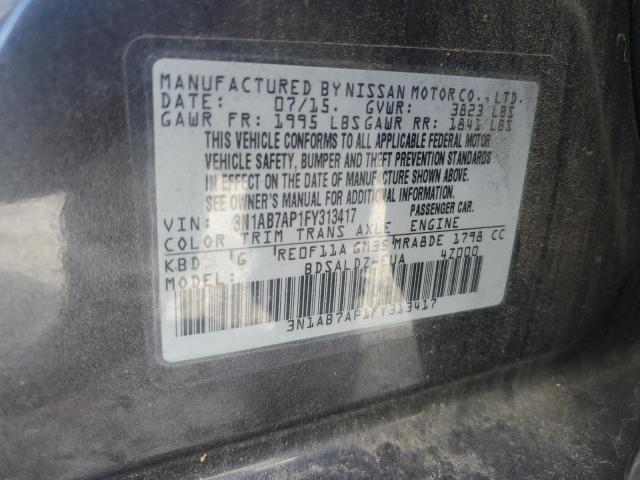 Photo 12 from auction – 2015 NISSAN SENTRA S with VIN 3N1AB7AP1FY313417