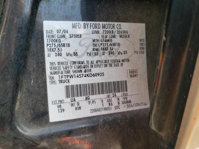 Photo 13 from auction – 2004 FORD F150 SUPER with VIN 1FTPW14574KD60935