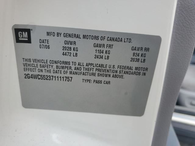 Photo 12 from auction – 2007 BUICK LACROSSE C with VIN 2G4WC552371111757