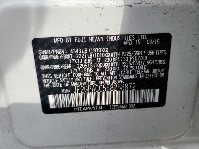 Photo 14 from auction – 2015 SUBARU XV CROSSTR with VIN JF2GPACC5F8258872