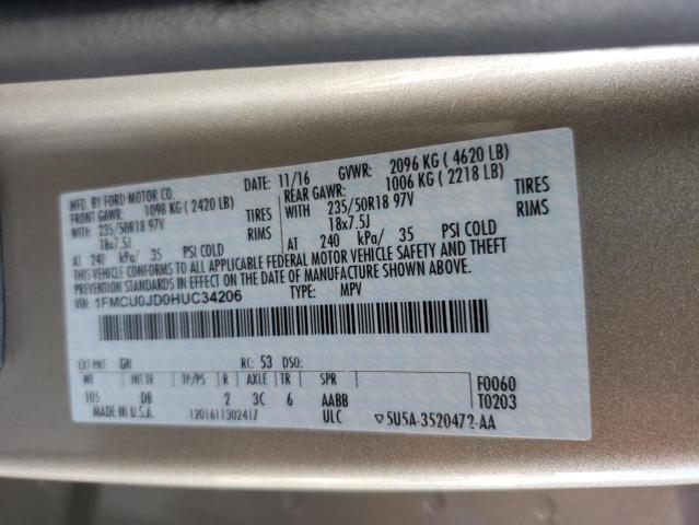 Photo 14 from auction – 2017 FORD ESCAPE TIT with VIN 1FMCU0JD0HUC34206