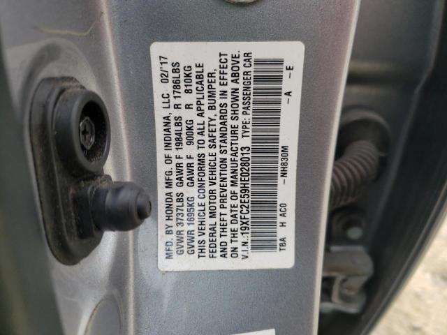 Photo 12 from auction – 2017 HONDA CIVIC LX with VIN 19XFC2E59HE028013