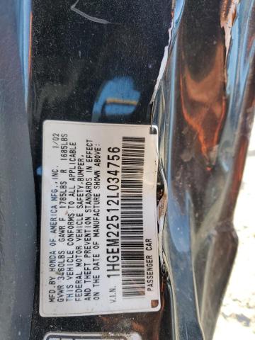 Photo 12 from auction – 2002 HONDA CIVIC LX with VIN 1HGEM22512L034756