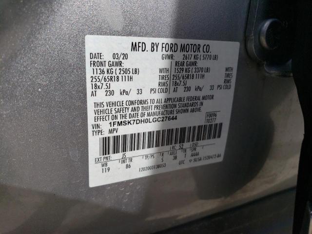 Photo 14 from auction – 2020 FORD EXPLORER X with VIN 1FMSK7DH0LGC27644