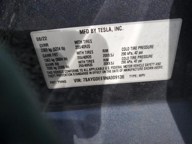 Photo 12 from auction – 2022 TESLA MODEL Y with VIN 7SAYGDEE9NA009136