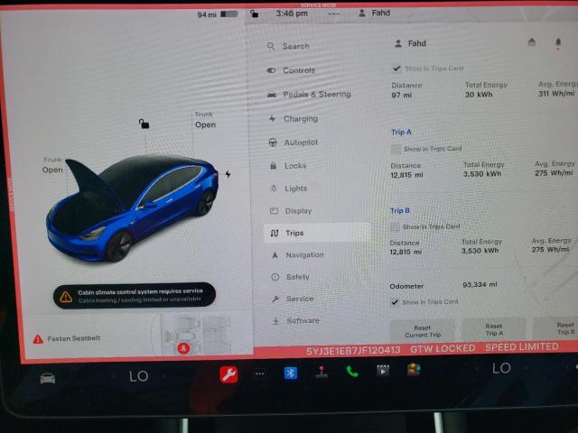 Photo 9 from auction – 2018 TESLA MODEL 3 with VIN 5YJ3E1EB7JF120413