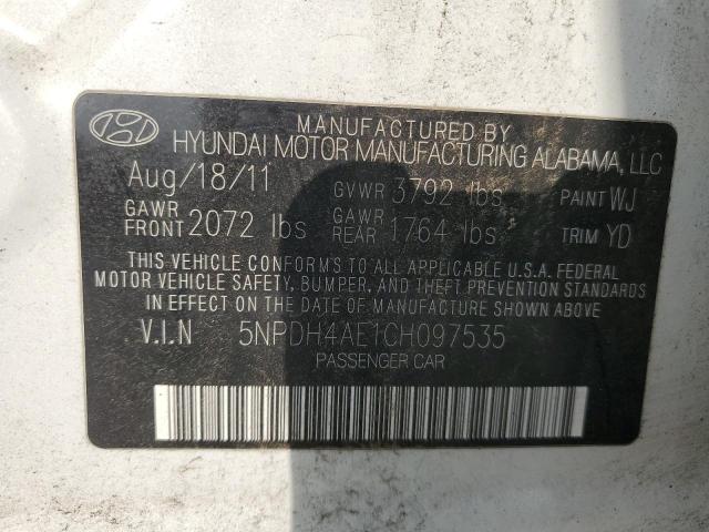 Photo 13 from auction – 2012 HYUNDAI ELANTRA GL with VIN 5NPDH4AE1CH097535
