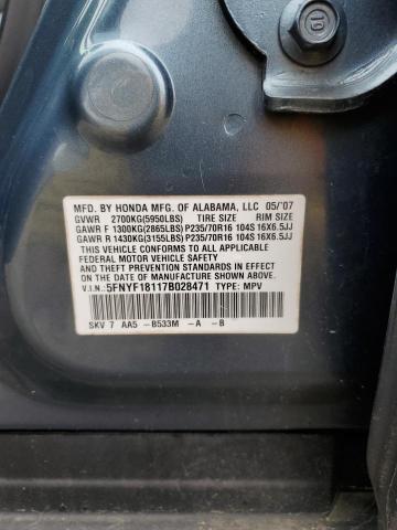 Photo 14 from auction – 2007 HONDA PILOT LX with VIN 5FNYF18117B028471