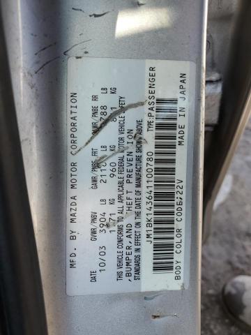 Photo 14 from auction – 2004 MAZDA 3 HATCHBAC with VIN JM1BK143641100780
