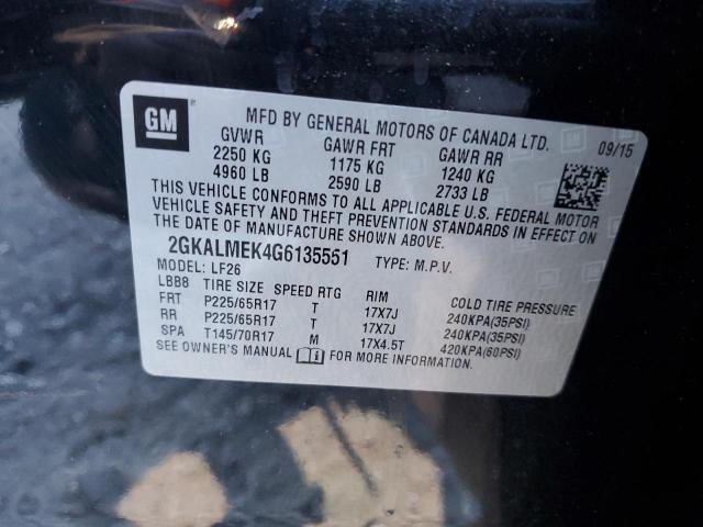 Photo 13 from auction – 2016 GMC TERRAIN SL with VIN 2GKALMEK4G6135551