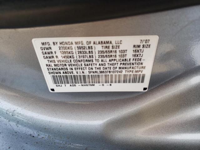 Photo 13 from auction – 2007 HONDA ODYSSEY EX with VIN 5FNRL38637B107242