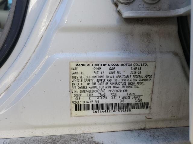 Photo 12 from auction – 2008 NISSAN MAXIMA SE with VIN 1N4BA41E18C835869