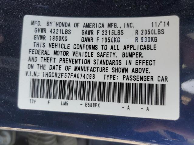 Photo 12 from auction – 2015 HONDA ACCORD SPO with VIN 1HGCR2F57FA074098