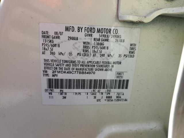 Photo 12 from auction – 2007 FORD EDGE SEL P with VIN 2FMDK49C77BB54970