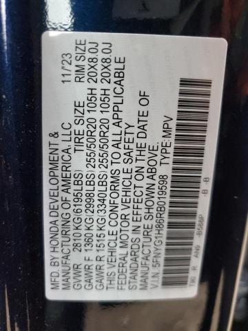 Photo 14 from auction – 2024 HONDA PILOT ELIT with VIN 5FNYG1H86RB019598