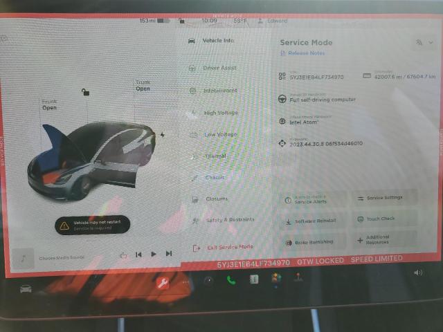 Photo 9 from auction – 2020 TESLA MODEL 3 with VIN 5YJ3E1EB4LF734970