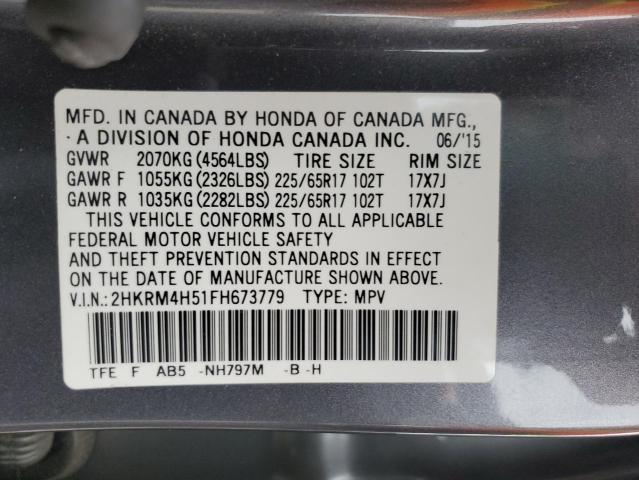 Photo 13 from auction – 2015 HONDA CR-V EX with VIN 2HKRM4H51FH673779