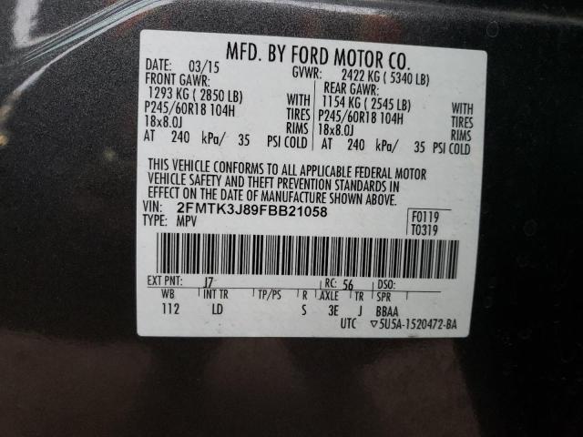Photo 12 from auction – 2015 FORD EDGE SEL with VIN 2FMTK3J89FBB21058