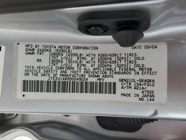 Photo 13 from auction – 2005 TOYOTA 4RUNNER SR with VIN JTEZU14R850049024