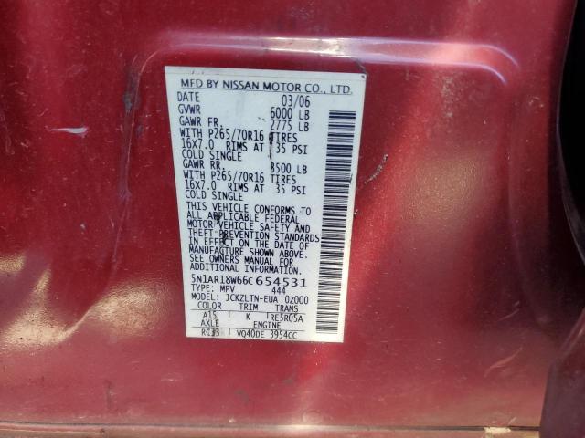 Photo 13 from auction – 2006 NISSAN PATHFINDER with VIN 5N1AR18W66C654531