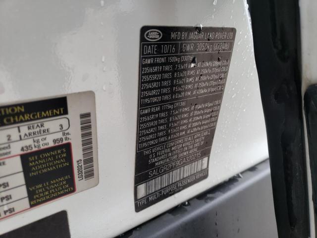 Photo 12 from auction – 2016 LAND ROVER RANGE ROVE with VIN SALGR2PF9GA320215