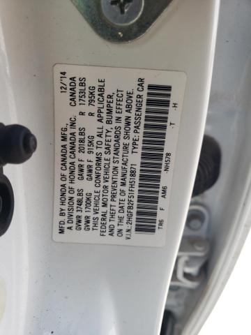 Photo 12 from auction – 2015 HONDA CIVIC LX with VIN 2HGFB2F51FH518871