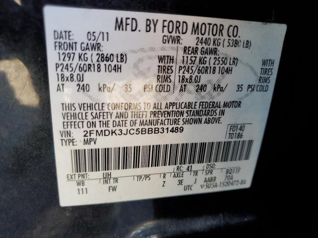 Photo 12 from auction – 2011 FORD EDGE SEL with VIN 2FMDK3JC5BBB31489