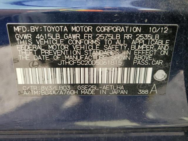 Photo 13 from auction – 2013 LEXUS IS 250 with VIN JTHCF5C20D5061815