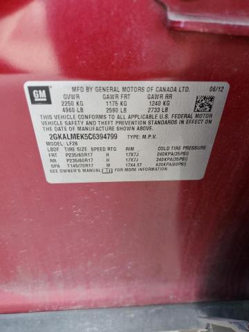 Photo 13 from auction – 2012 GMC TERRAIN SL with VIN 2GKALMEK5C6394799