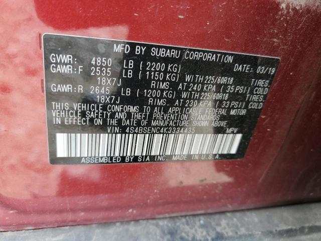 Photo 13 from auction – 2019 SUBARU OUTBACK 3. with VIN 4S4BSENC4K3334435