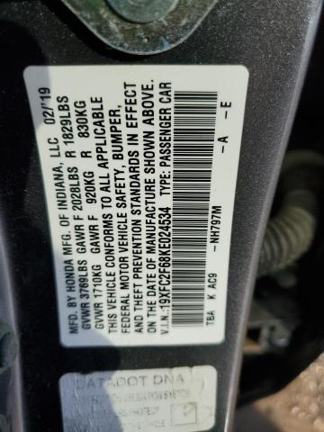 Photo 13 from auction – 2019 HONDA CIVIC LX with VIN 19XFC2F68KE024534