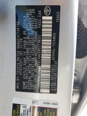 Photo 13 from auction – 2009 TOYOTA CAMRY BASE with VIN 4T1BE46K09U273600