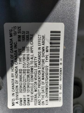Photo 12 from auction – 2016 HONDA CR-V LX with VIN 2HKRM3H37GH501072