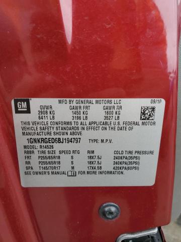 Photo 13 from auction – 2011 CHEVROLET TRAVERSE L with VIN 1GNKRGED6BJ194797