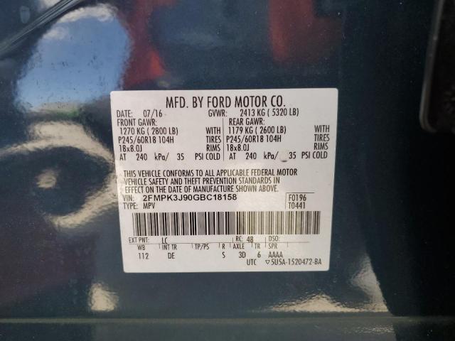Photo 13 from auction – 2016 FORD EDGE SEL with VIN 2FMPK3J90GBC18158