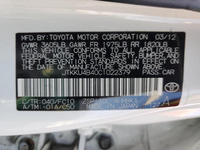 Photo 13 from auction – 2012 TOYOTA SCION XD with VIN JTKKU4B40C1022379