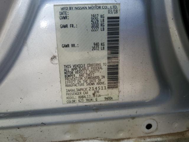 Photo 13 from auction – 2018 NISSAN ALTIMA 2.5 with VIN 1N4AL3APXJC214511