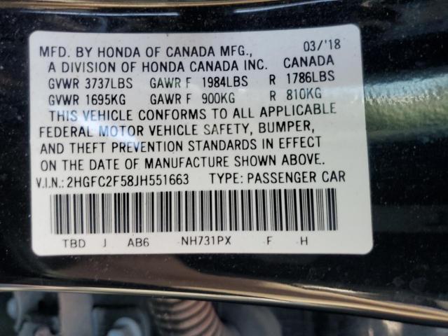 Photo 12 from auction – 2018 HONDA CIVIC LX with VIN 2HGFC2F58JH551663