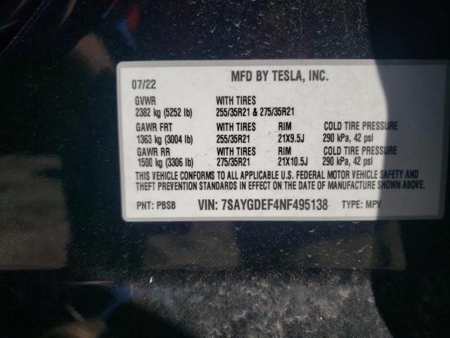 Photo 14 from auction – 2022 TESLA MODEL Y with VIN 7SAYGDEF4NF495138