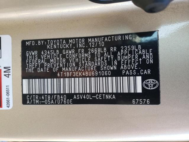 Photo 12 from auction – 2011 TOYOTA CAMRY BASE with VIN 4T1BF3EK4BU691060