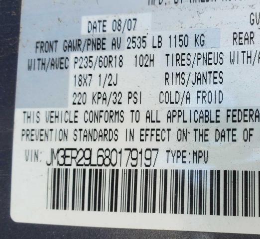 Photo 10 from auction – 2008 MAZDA CX-7 with VIN JM3ER29L680179197