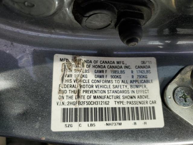 Photo 12 from auction – 2012 HONDA CIVIC LX with VIN 2HGFB2F50CH312162
