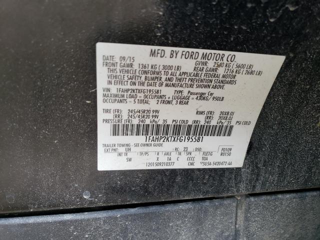 Photo 12 from auction – 2015 FORD TAURUS SHO with VIN 1FAHP2KTXFG195581