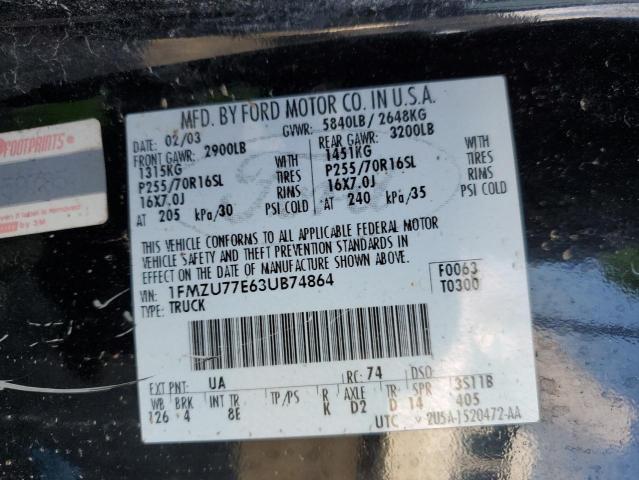 Photo 12 from auction – 2003 FORD EXPLORER S with VIN 1FMZU77E63UB74864