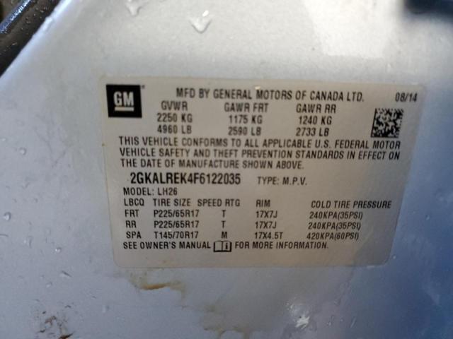 Photo 14 from auction – 2015 GMC TERRAIN SL with VIN 2GKALREK4F6122035
