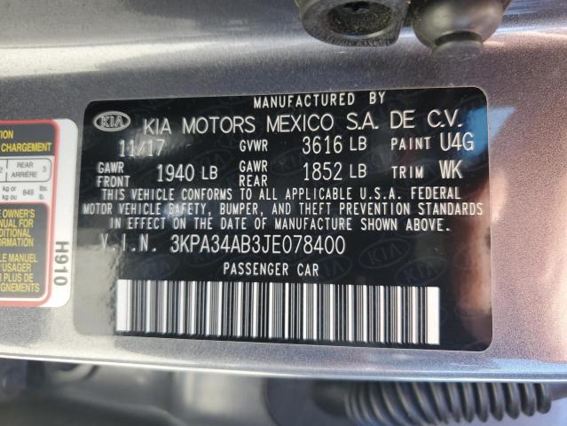 Photo 12 from auction – 2018 KIA RIO EX with VIN 3KPA34AB3JE078400