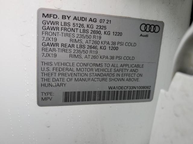Photo 14 from auction – 2022 AUDI Q3 PREMIUM with VIN WA1DECF33N1008062