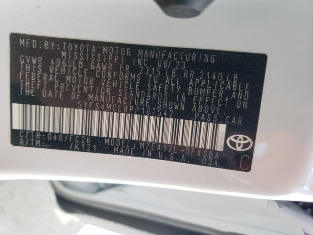 Photo 12 from auction – 2023 TOYOTA COROLLA SE with VIN 5YFS4MCE8PP167542