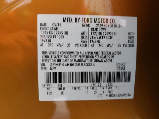 Photo 13 from auction – 2016 FORD EDGE TITAN with VIN 2FMPK4K86GBB83234
