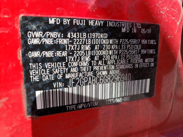 Photo 13 from auction – 2016 SUBARU CROSSTREK with VIN JF2GPABC6G8296940